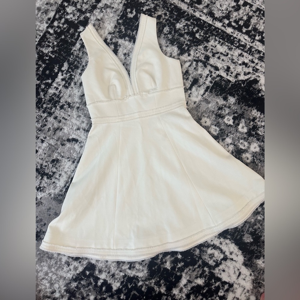 Cinq a Sept Cream V Neck Mini 6